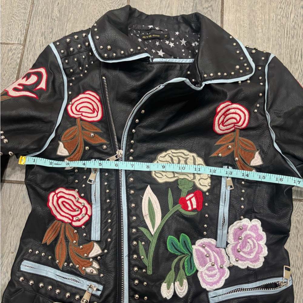 RIVA Embellished Moto Jacket Size Medium - Picture 2 of 6